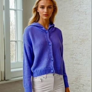 Esprit Vintage 1980s Mohair Cardigan Hoodie Sweater Lavender Pastel Sz Medium - Picture 1 of 10