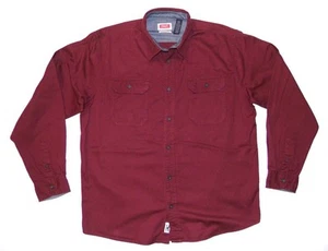 WRANGLER Men's Western Casual Shirt - Large - Oversized Loose Baggy Fit Dark Red - Picture 1 of 4