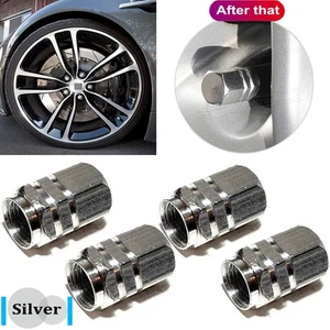 Metal Chrome Tire/Wheel Air Pressure Stem Valve Caps For Car-Truck-Hot Rod 4x - Picture 1 of 11