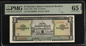 EL SALVADOR 2 COLONES 1976 p124a SERIE GB NGC 65 GEM UNC EPQ - Picture 1 of 2