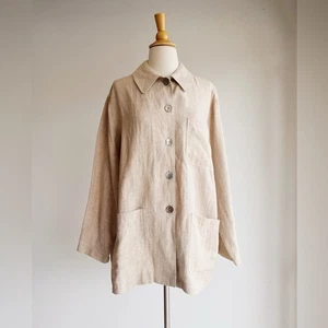 NUEVO CON ETIQUETAS GETT Chaqueta de Tareas de Lino de Inspiración Vintage - Ropa de Trabajo Minimalista Estilo Grande - Imagen 1 de 5