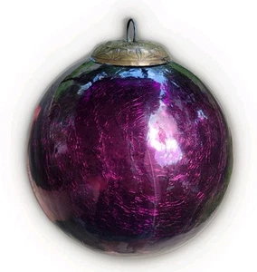 Vintage Weihnachten Midwest Kugel lila Crackle Glaskugel Ornament groß 6,5" - Bild 1 von 5