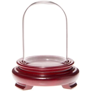 Plymor 2" x 3" Mini Glass Display Dome Cloche (Red Wood Veneer Footed Base) - Picture 1 of 1