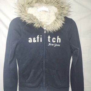 Abercrombie and Fitch Kunstfell Full Zip Hoodie Kinder Gr. XL isoliert gefüttert blau - Bild 1 von 18