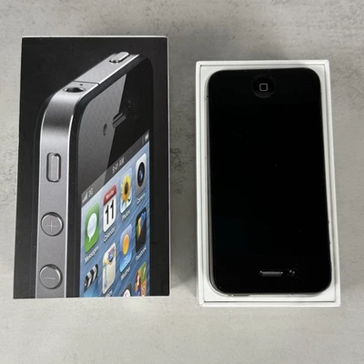 iPhone 4 黑色 A1332 带盒 仅适用于零件或维修 未测试 — 第 1/4 张图片