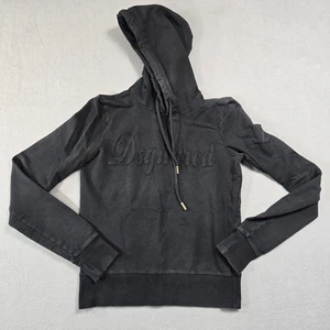 DSQUARED2 Hoodie Womens XS Black Made in Italy Script Logo Embroidered Pullover - Picture 1 of 13