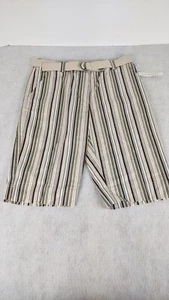 Kim Rogers pantaloncino in cotone a righe verde, bianco, panna taglia 10 (nuovo con etichette) - Foto 1 di 7