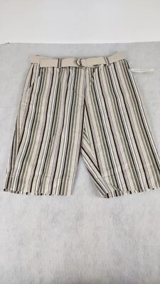 Pantalones Cortos Kim Rogers Verde, Blanco, Crema Rayas Algodón Talla 10 (NUEVO CON ETIQUETAS) Foto 1 de 4