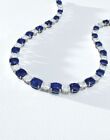 Lab Sapphire Tennis Necklace 925 Sterling Silver Handmade Authentic High Jewelry