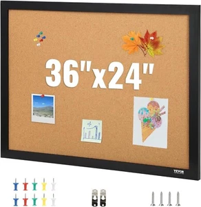 Cork Board Bulletin Board 36" x 24" with MDF Sticker Frame Wall Mounted - Picture 1 of 9