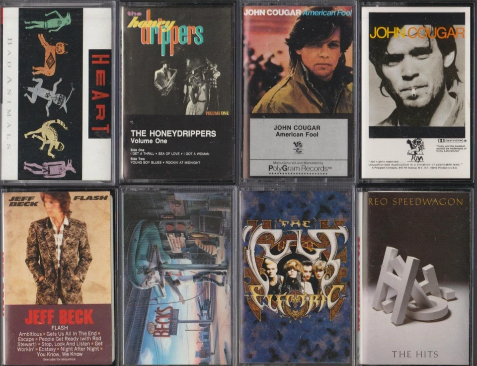 HARD CLASSIC ROCK 8 CASSETTE TAPES TAPE LOT The Cult, Heart, Jeff Beck, REO Foto 1 de 1