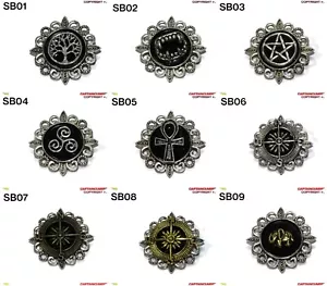 steampunk badge brooch tree pentagram compass elephant ankh triskele #SB01-09 - Picture 1 of 19