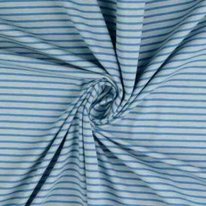 Tejido de jersey ♥ Jersey elástico ♥ Tejido combinado ♥ Rayas ♥ Azul claro - Azul - Imagen 1 de 3