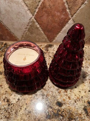 Vela perfumada árbol de vidrio mercurio rojo Pottery Barn abeto plateado nueva con etiquetas 2 disponibles Foto 1 de 4