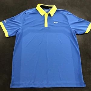 Nike Golf Tour Performance Dri Fit Blue Yellow Polo Shirt Men’s Size Large - Picture 1 of 13