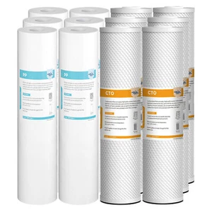 20"x4.5" 5 Micron Sediment Carbon Block Whole House Water Filter Replacement Set - Picture 1 of 22