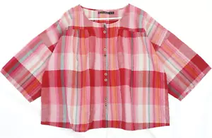 Blusa Gudrun Sjoden roja a cuadros calce cuadrado con botones talla XL - Imagen 1 de 5