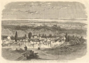 Ansicht von Damaskus, vom Hügel Salahieh, von E. Harker. Syrien 1860 Druck - Bild 1 von 1