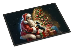 Dachshund and Santa Claus Doormat Front Door Mat Indoor Outdoor Rugs for Entrywa - Picture 1 of 4