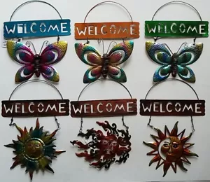 Garden Metal ‘Welcome’ Signs Sunfaces & Butterflies, Select: Design - Picture 1 of 7