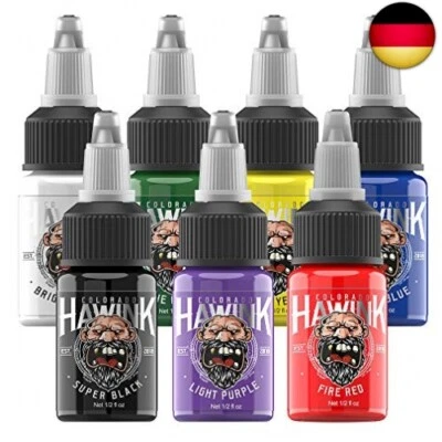 HAWINK Tattoo Ink Set 0.5oz(15ml) 7 Bottles Lieferumfang Flaschen TI203-15-7
