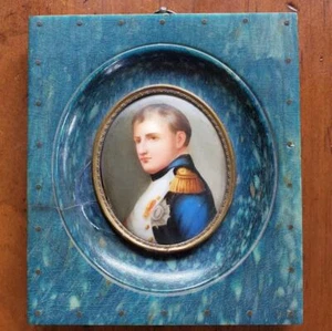 Antique Napoleon I Framed Miniature Porcelain - Imagen 1 de 6