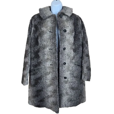 Vintage 60s Gotham Persian Lamb Llama Curl Coat Womens M Gray Mid Length - Image 1 of 4