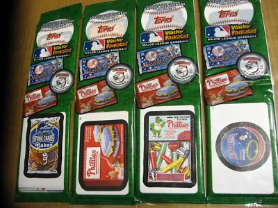 4 2016 Topps Wacky Packages Jumbo Rack packs M L Baseball 24 Sticker Cards Each - Image 1 of 2