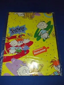 Vintage 90s Rugrats Nickelodeon Gift Wrap Wrapping Paper Flat One Sheet 8 sq ft - Picture 1 of 2