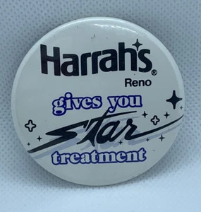 Vintage Reno (NV Nevada) Harrah’s Casino 2” Clip-back Button “Star Treatment” - Picture 1 of 2