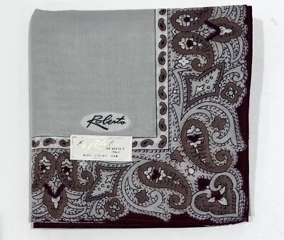 "Pañuelo Artístico Vintage Gris Paisley Liso Hombre Bolsillo Cuadrado Algodón 20""" Foto 1 de 4