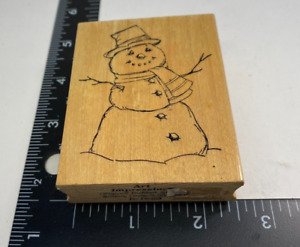 SNOWMAN HAT BUTTONS SCARF RUBBER STAMPS ART IMPRESSIONS 1693 VTG 1996 Winter