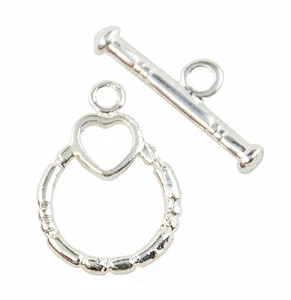 4 Pack Round with Heart Toggle Jewellery Clasp Chain Connector Catch (59004-230) - Picture 1 of 1