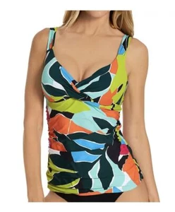 2011 Anne Cole Twist Underwire Tankini Swimsuit Top Polynesian multi 34D/32DD - Picture 1 of 2