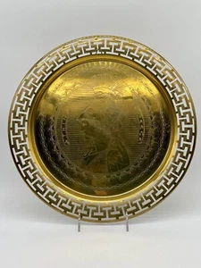 VTG Greek Key Pierced Athena Etched Brass Tray Handmade Athens Greece Signed - Picture 1 of 10
