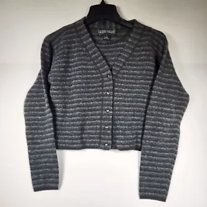 Linda Allard Ellen Tracy Womens Sweater Green Ribbed Cardigan V Neck - Large - Picture 1 of 8