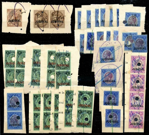 Jamaica Revenues - JUDICIAL - QV / KGVI - Lot of 87 On Paper - c.v. £292.50 Cover