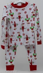 Elf on the Shelf White Red Long Sleeve Cotton 2 pc Pajamas Sleepwear Size 4 NWOT - Picture 1 of 1
