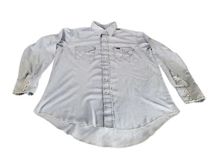 Wrangler Pearl Snap Button Up Shirt Men Sz L 17-35 Cowboy Western Work - Picture 1 of 10