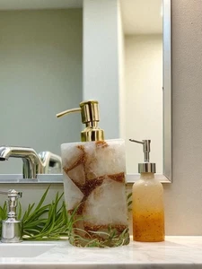Elegante Dispensador de Jabón de Ágata de 5" con Piedras Preciosas Dispensador de Baño y Cocina Deco - Imagen 1 de 6
