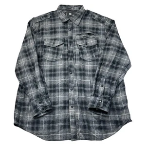 Ocean Current Flannel Shirt Long Sleeve Button Down Black Mens Large - Picture 1 of 6