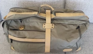Vtg TONY LAMA Classic II Canvas/Leather Duffle Bag Olive Green & Buckskin 1980s  - Picture 1 of 22