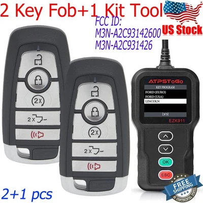 2 For 2018-2020 Ford F-150 F-250 F-350 Ford F-450 Remote Key Fob + Program Tool - Image 1 of 4