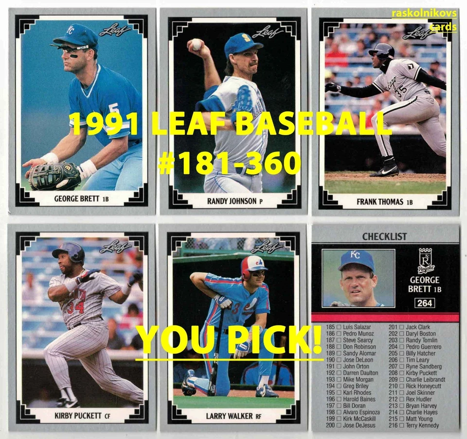 1991 LEAF Baseball #181-360 Complete Your Set $2 or 2 Card Minimum YOU PICK! - Image 1 of 1