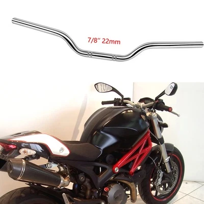 Chrome 7/8" Motorcycle Handlebars Drag Bars For Ducati Monster 696 796 900 1100 - Image 1 of 4