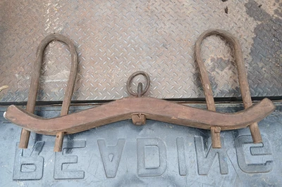 Antique Oxen Yoke Double Ox Wooden Forged Iron Farm Tool Western Primitive - Image 1 of 4