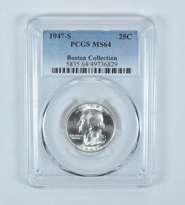 1947-S Washington Quarter Boston Collection MS64 PCGS *8228 - Image 1 of 4