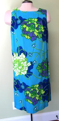 VINTAGE 1960'S HAWAIIAN COLORFUL BLUE DRESS / 40" BUST MEASURE - Image 1 of 4