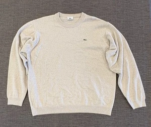Vtg Lacoste Men’s Wool Blend Crew Neck Sweater Oatmeal Heather Size 8 FR XXL US - Picture 1 of 10