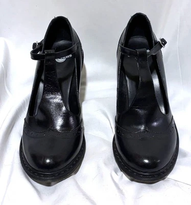 Dr Martens Karishma Brogue T Bar T Correa Tacones Cuero Airwair Negro EE. UU. 6 UE 37 Foto 1 de 4